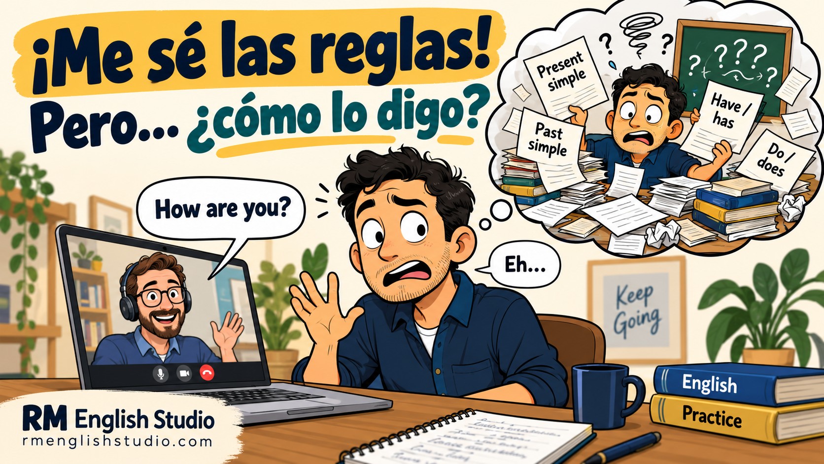 Sé las reglas del inglés, pero me cuesta usarlas al hablar when “how are you ” gets complicated